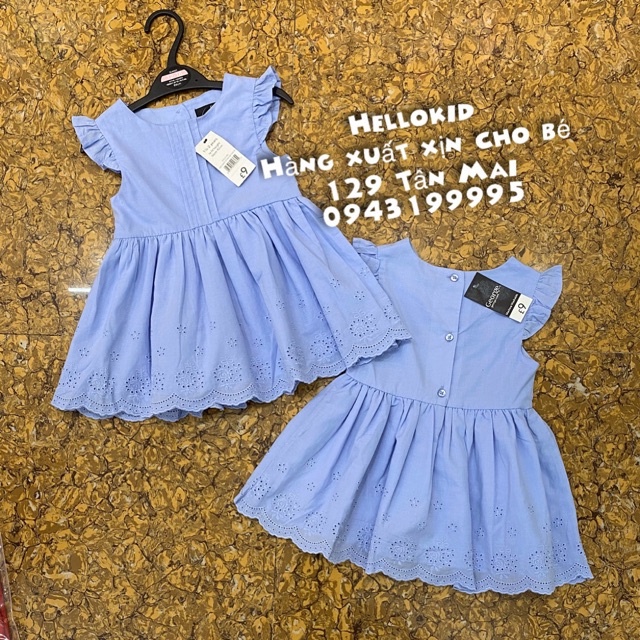 váy xanh đục lỗ tiểu thư(form nhỏ hơn 2sz)