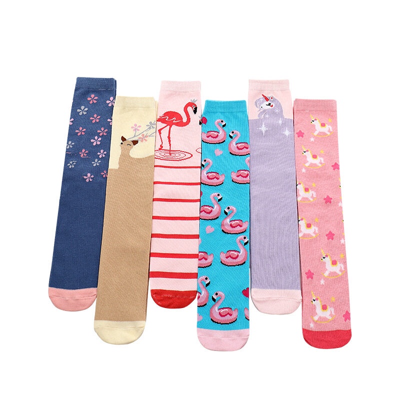 Vớ Cotton Họa Tiết Sọc Hoạt Hình Cho Bé Gái