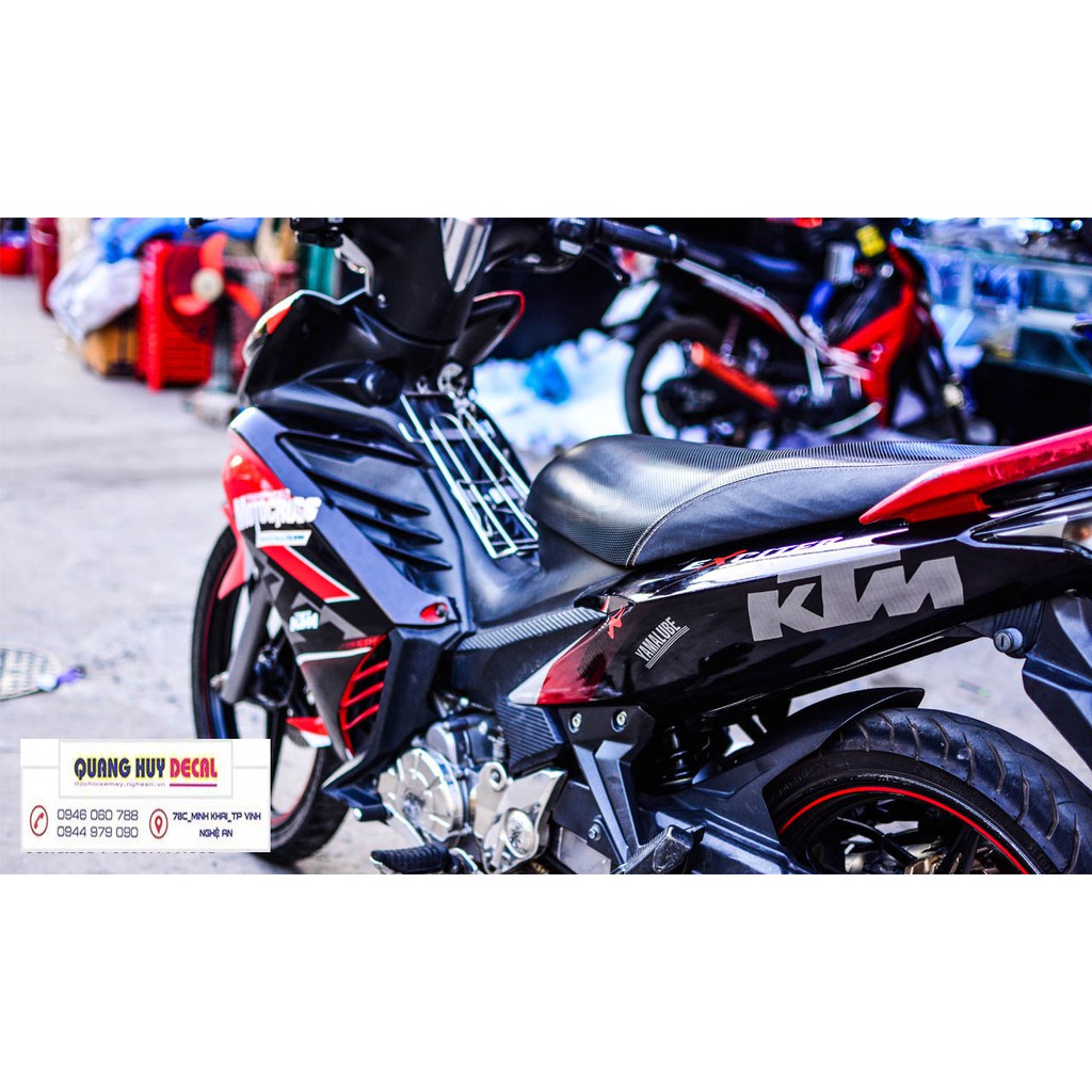 Tem trùm exciter 135 ♦FREESHIP♦ đỏ đen, độ team decal xe ex dán đời 2011-2014