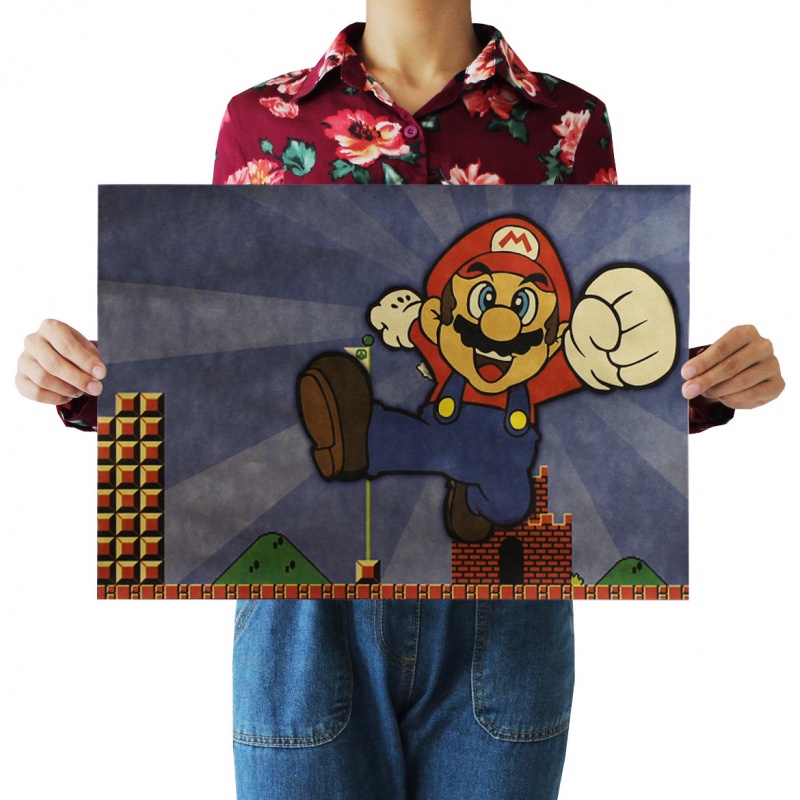Tranh Treo Tường Trang Trí Hình Super Mario Phong Cách retro Xinh Xắn