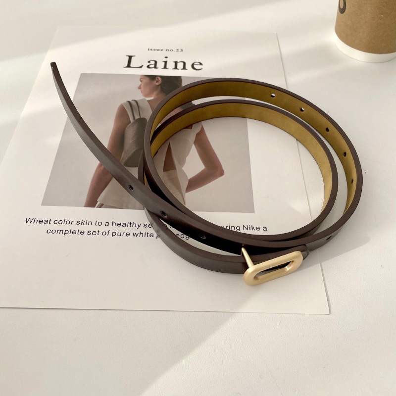 Thắt Lưng Mỏng Không Đục Lỗ Khóa Vuông Đơn Giản Thời Trang Cho Nữ