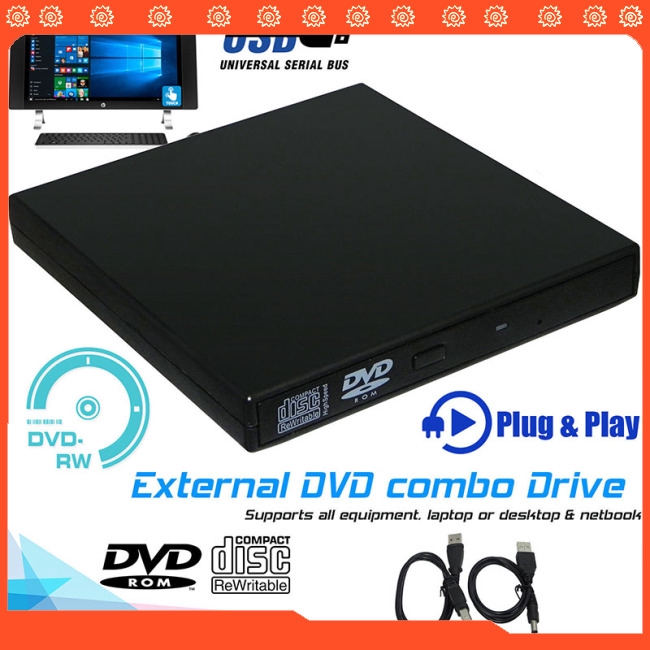 Đầu đọc đĩa DVD CD RW gắn ngoài với cổng USB2.0 dành cho máy tính