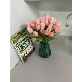 Rẻ vô địch-Combo 10 bông Loại 1 lá xoăn-Hoa giả-Hoa tulip bằng nhựa PU cao su cao cấp như thật