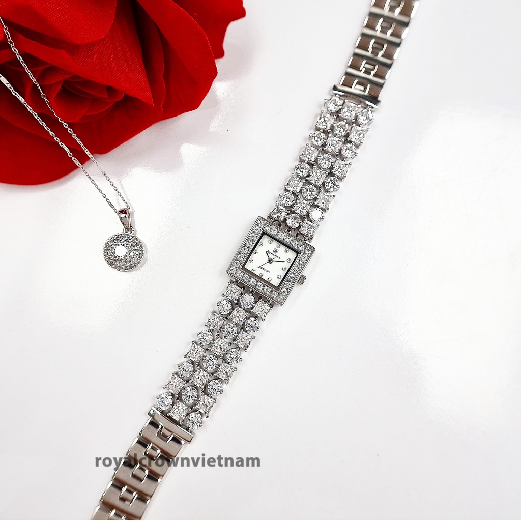 Đồng Hồ Nữ Chính Hãng Royal Crown D8160 Jewelry Dây Kim Loại Đính Đá Chống Nước Chống Xước
