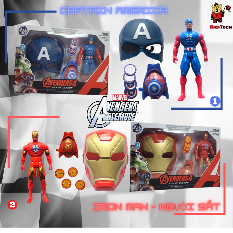 Mặt nạ trẻ em, đồ chơi nhập vai siêu anh hùng Marvel 3 in 1 Redtech.