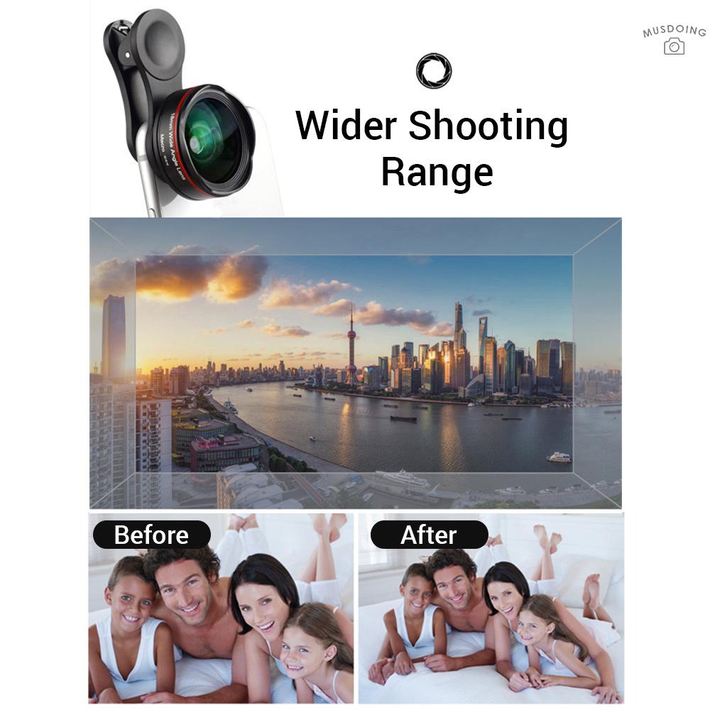 ღ  5K Ultra HD Smartphone Camera Lens 18mm 128° Wide-angle 15X Macro Phone Lens Distortionless with Universal Clip Compatible with iPhone Samsung Huawei Smartphones