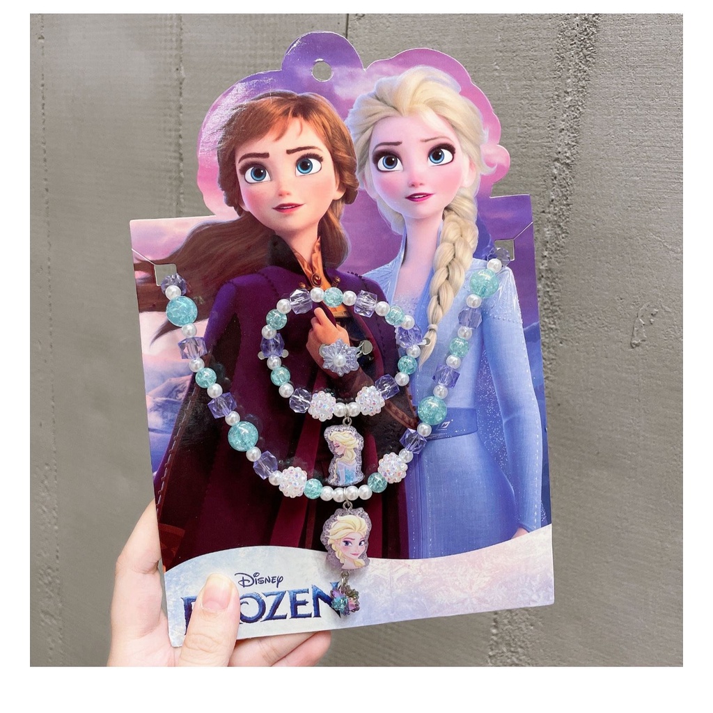 Set trang sức Frozen 3 gồm vòng cổ, vòng tay và nhẫn cho bé yêu