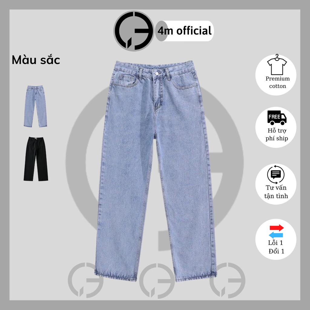 Quần jean nam 4M OFFICIAL dáng baggy ống suông rộng , Quần bò ống suông unisex