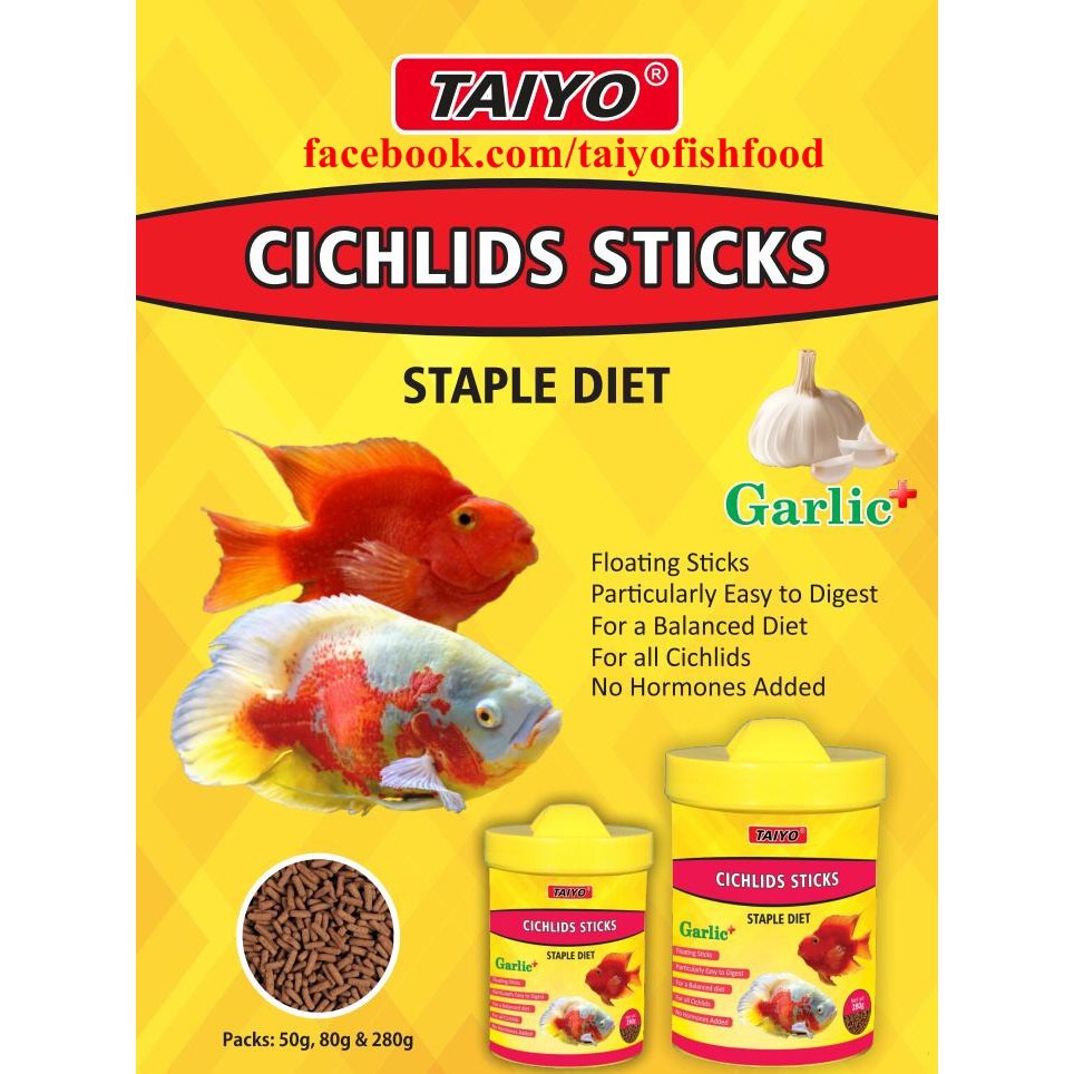 T40,T41,T42 - TAIYO CICHLIDS STICKS 50g 80g 280g - Thức ăn hàng ngày phù hợp với cichlid Omnivorous, nhiều loài Nam Mỹ