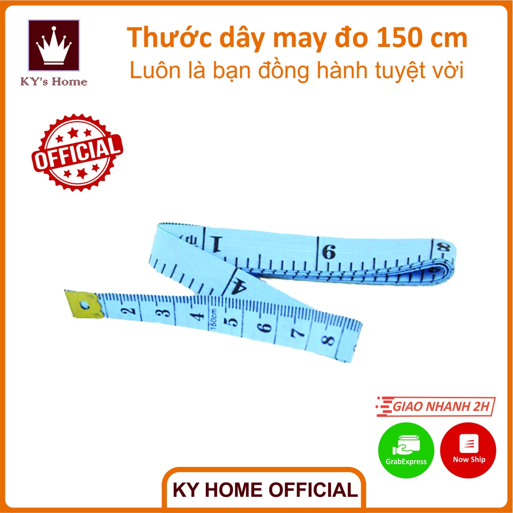 Thước dây may đo 3 vòng eo ngực mông may quần áo có đầu sắt 150 cm