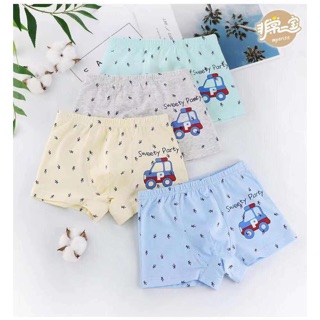 COMBO 04 Quần lót bé trai dạng đùi, chất liệu cotton, hình ô tô