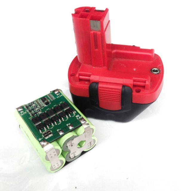 Pin máy khoan bosch 12v lên li -ion 4ah xả 40A dùng sạc adapter 220v