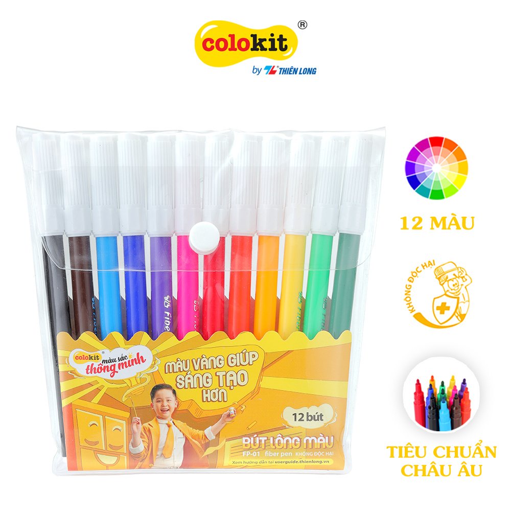 ( 5 Vĩ ) Bút Lông Màu Bút Dạ Màu 12 Màu FP01 Thiên Long Camshop