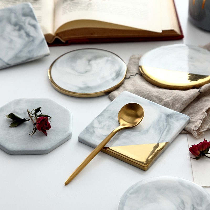 Miếng lót ly bằng gốm sứ hoạ tiết đá cẩm thạch độc đáo chất lượng cao