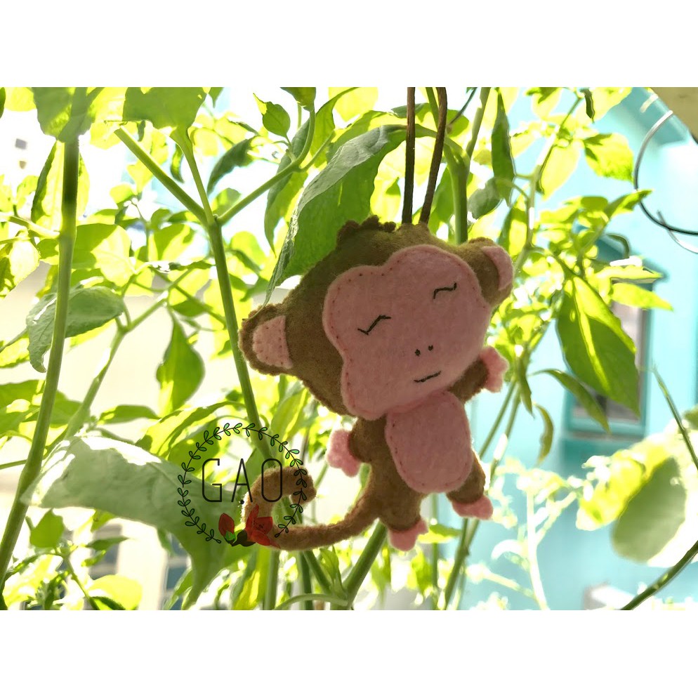 Móc khoá, treo nôi khỉ nâu - handmade siêu cute