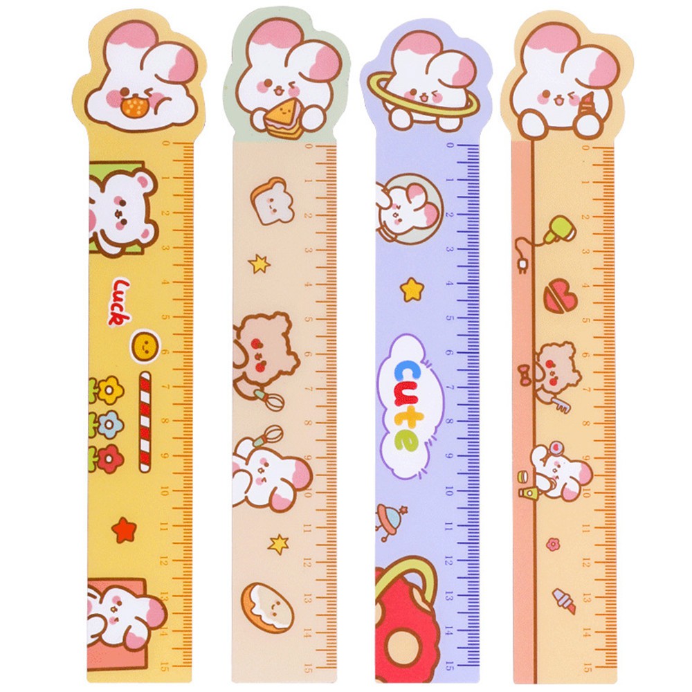 Cod Qipin 1Pcs INS Cartoon Soft Ruler Student Office Measuring Tool Bendable Scale Stationery 15cm Randomly