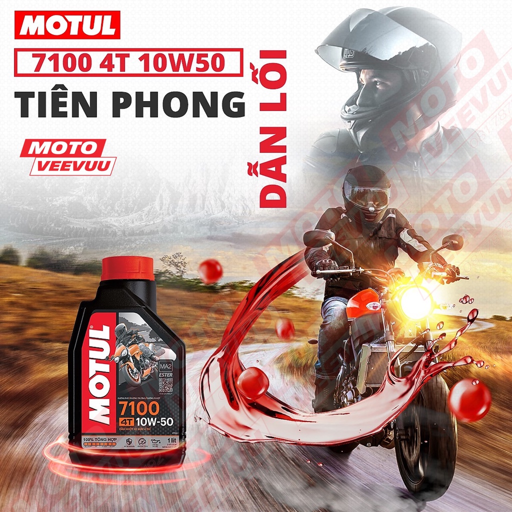 Dầu nhớt xe số Motul 7100 4T 10W50 Ester Code SN/SM/SL MA2 1 Lít Tổng hợp toàn phần Ester