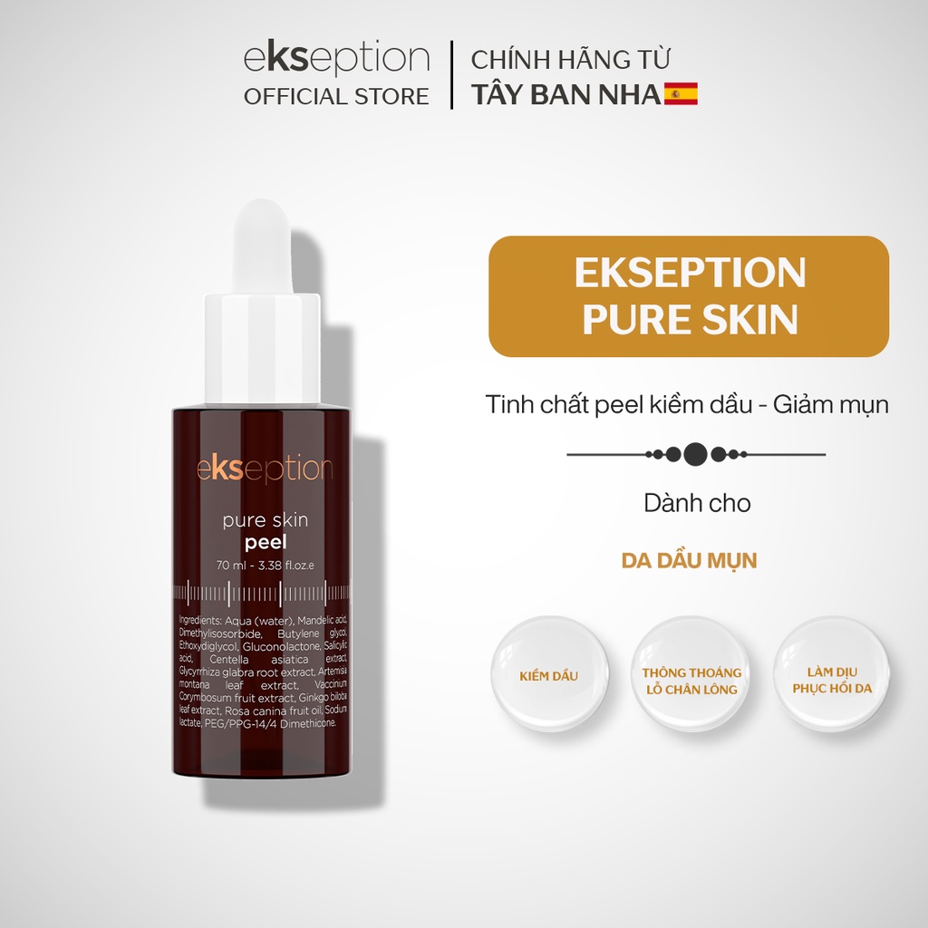 Tinh chất peel da Ekseption Pure skin 70ml kiểm soát bã nhờn, giảm mụn