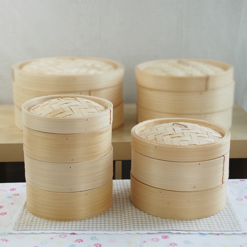 Xửng hấp tre đa năng BAMBOOO ECO lồng hấp bánh bao, dimsum có nắp