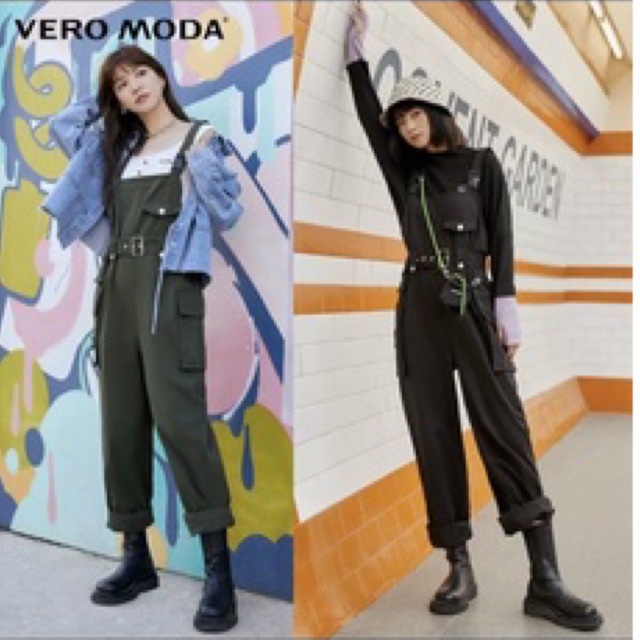 Quần dài yếm newtag size XL màu đen vero moda