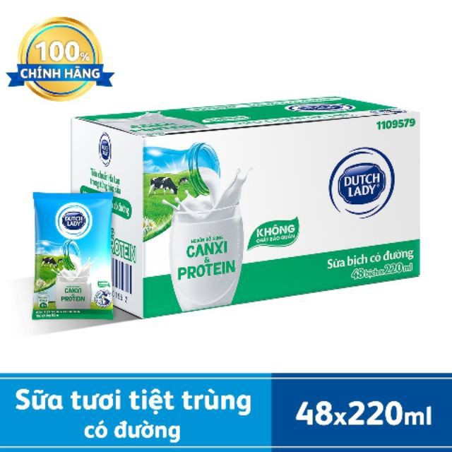 [Chỉ Giao Hỏa Tốc TP Hà Nội] Thùng Sữa Bịch Cô Gái Hà Lan 220ml Đủ Vị: Đường, Dâu, Sô, Không Đường (48 bịch )