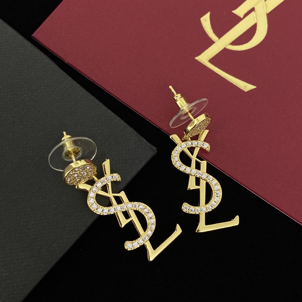 Khuyên Tai Kim Loại Bạc 925 Đính Kim Cương Không Gây Dị Ứng Phong Cách Mới Cho Nữ