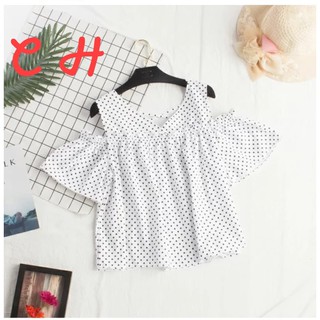 ÁO CHẤM BI CỔ V_CH2568(KÈM ẢNH THẬT)