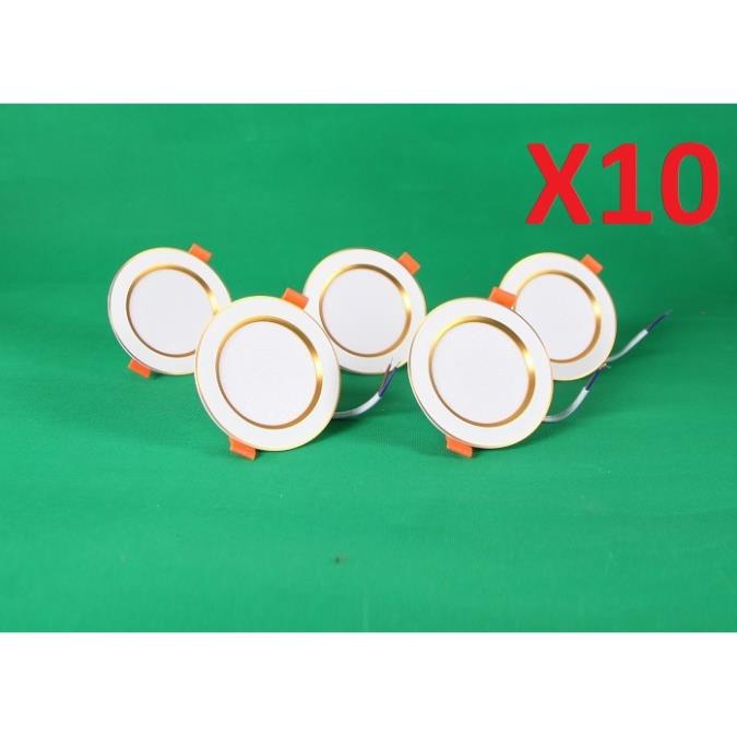 Combo 50 Đèn Led âm trần đổi màu 3w viền vàng, viền bạc, đèn mắt trâu, đèn phòng ngủ, đèn trang trí