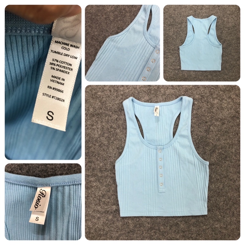 Áo ba lỗ croptop cotton co giãn hàng xuất xịn