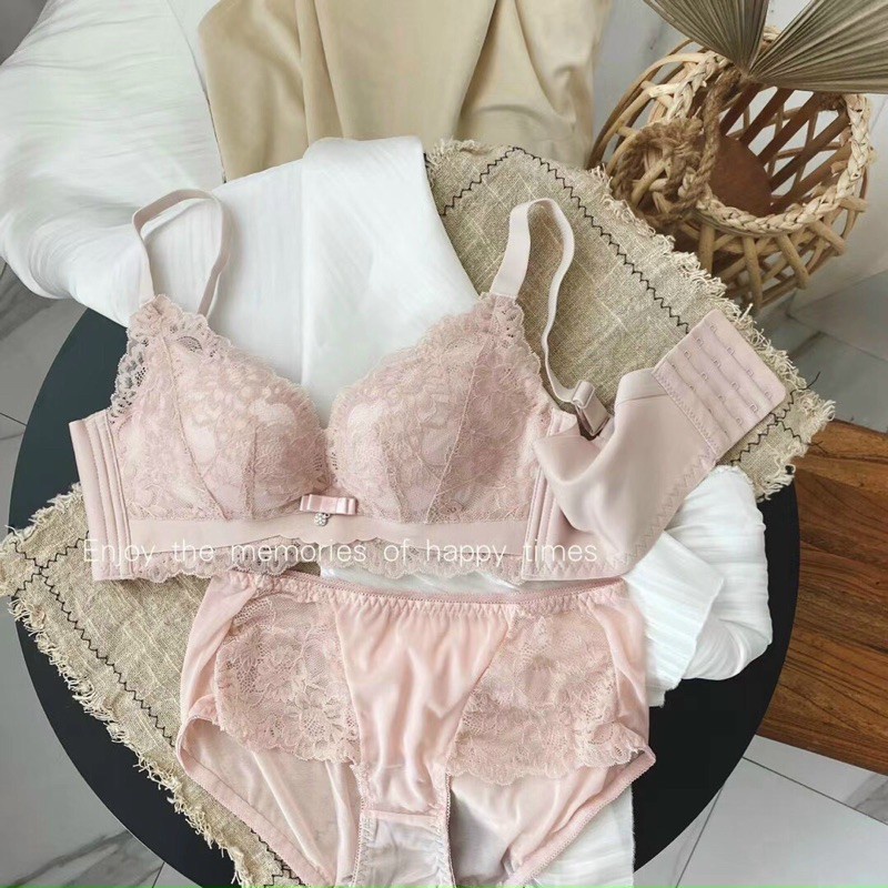 Bộ Đồ Lót Hoa Nhài Không Gọng Đệm Hơi Nữ Cao Cấp Mút Dày Nâng Ngực Phong Cách Hàn Quốc Siêu Nhẹ Cực Mềm Siêu Ôm