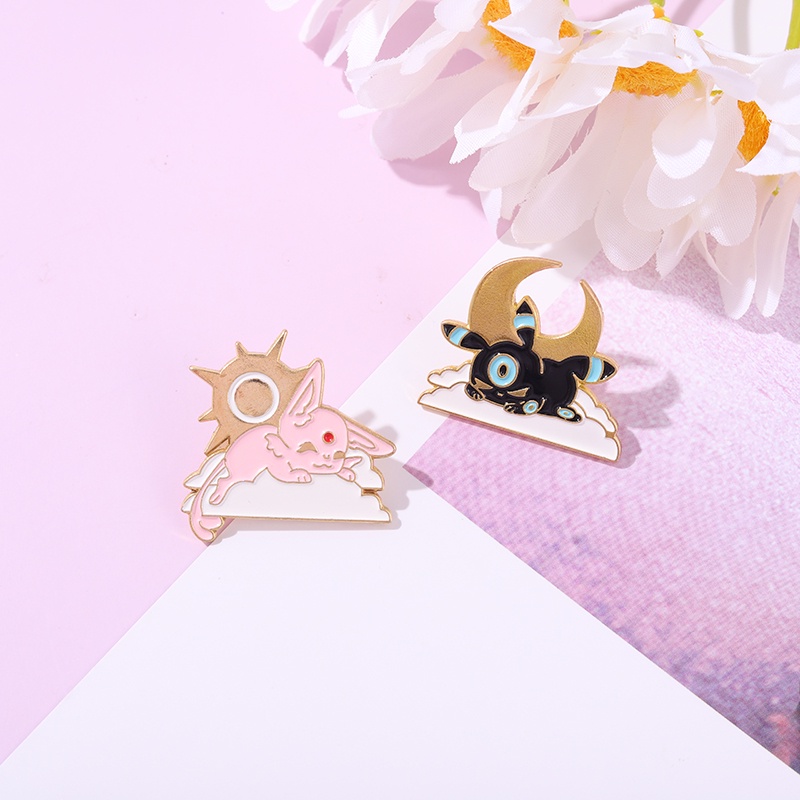 Ghim cài QIHE JEWELRY họa tiết mặt trăng mặt trời hoạt hình sáng tạo dành cho nữ