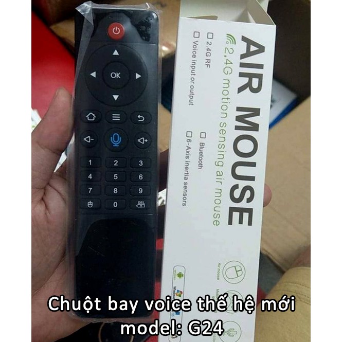 Điều khiển Chuột Bay G24 / TZ06 Air Mouse Voice có phím số. Remote tim kiem giong noi thông minh cho tv box, Smart TV