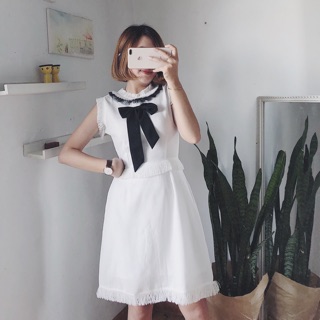 Đầm dạ tweed trắng