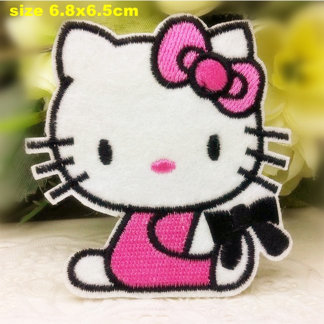 Miếng Dán Ủi Thêu Hình Mèo Hoạt Hình Trang Trí Quần Áo diy