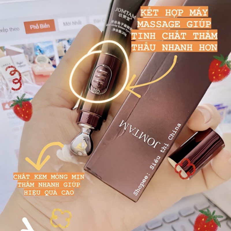 CHÍNH HÃNG Kem Dưỡng Ngừa Thâm Bọng Mắt Tích Hợp Máy Massage Rung Xoá Mờ Nếp Nhăn Vết Chân Chim Kem Dưỡng Mắt JOMTAM | BigBuy360 - bigbuy360.vn