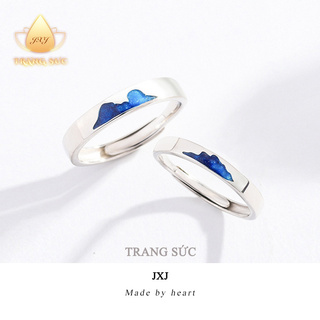 🔥🔥Nhẫn Đôi Nam nữ Mây Biển Quà ngày lễ tình nhân Thiết kế ban đầu Sáng tạo Mạ bạc Màu xanh trời Cá tính mạnh NH-137