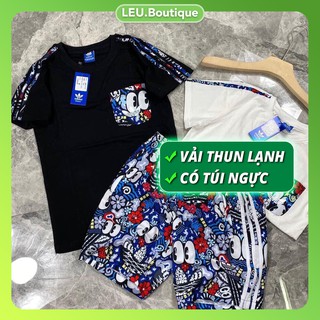 [FreeShip] Bộ đồ thể thao nam mùa hè thun lạnh co dãn 4 chiều có Túi logo DAS Hoa Lá Cành trước ngực