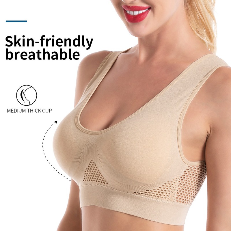 Áo Ngực Không Gọng Cổ Chữ V Chống Sốc Thoáng Khí Quyến Rũ Cho Nữ Size S-6XL
