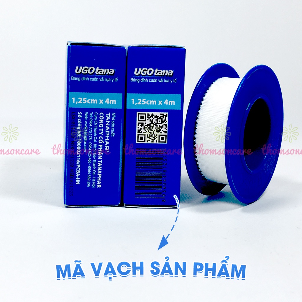 Băng keo lụa y tế UGOTANA kích thước 1,25cm x 4m - độ dính cao, mềm, sơ cứu băng vải dính vết thương