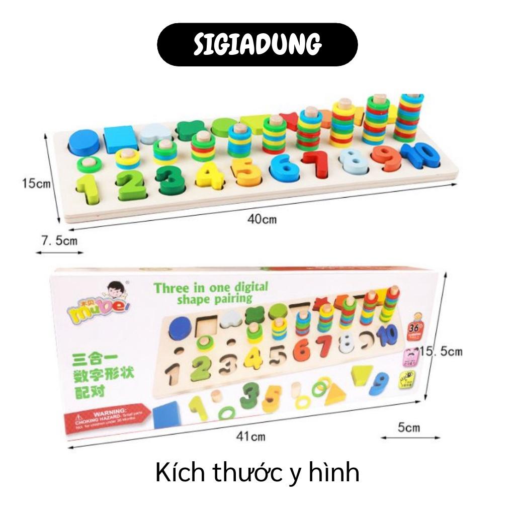 [SGD] Bảng Số Cho Bé - Bảng Gỗ Ghép Số Hoặc Hình Nổi 3 Dòng Cho Bé, Màu Sắc Bắt Mắt 6408