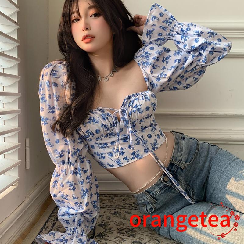 Áo Croptop Dài Tay In Họa Tiết Thời Trang Cho Nữ