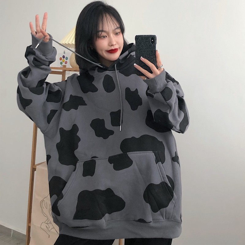 Áo hoodie bò sữa nữ form rộng dài vải nỉ chất đẹp giá rẻ hàng quảng châu BST áo thu đông unisex Ulzzang 2020 | BigBuy360 - bigbuy360.vn