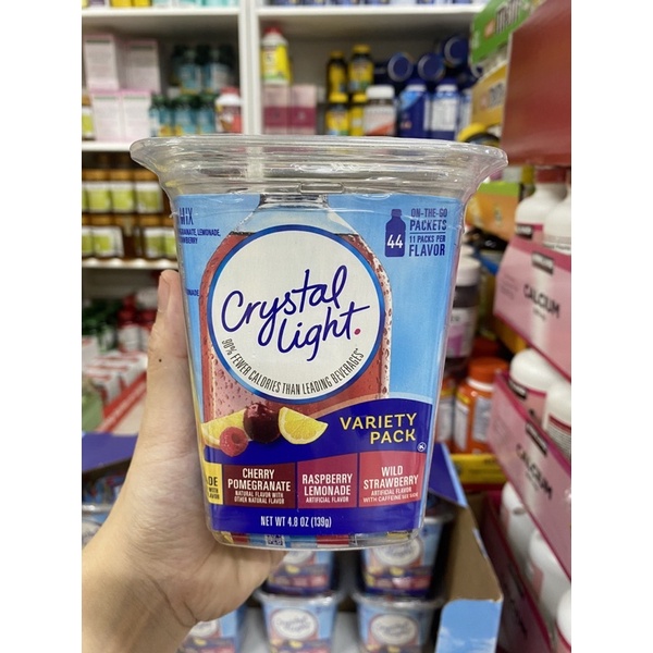 HỘP 44 GÓI BỘT PHA NƯỚC TRÁI CÂY CRYSTAL LIGHT CỦA MỸ DÀNH CHO NGƯỜI ĂN KIÊNG GIẢM CÂN