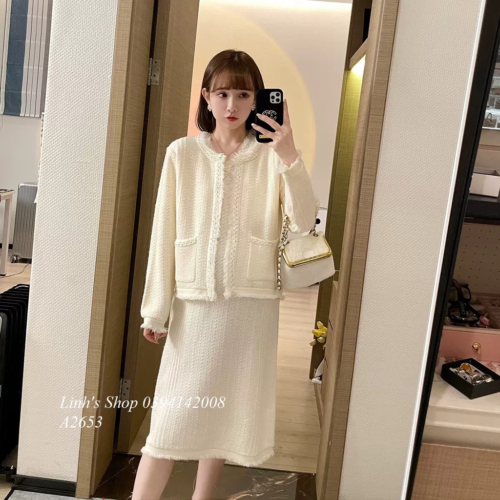 Set Dạ Len Dày Mặc Thu Đông Lịch Sự A2653