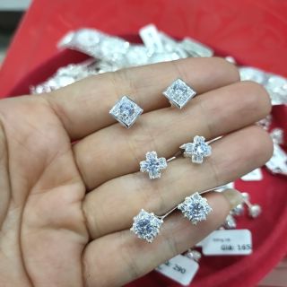 Bông tai nụ đá bạc ý 925 sát tai đá trắng