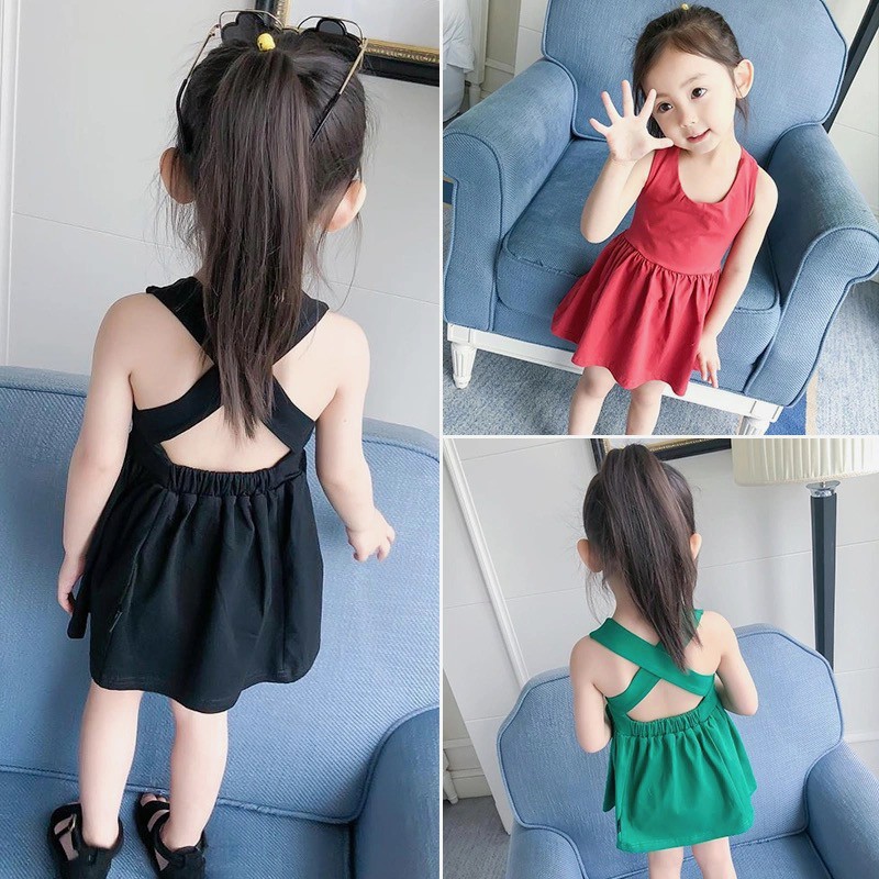 Đầm sát nách nhiều màu cho bé gái