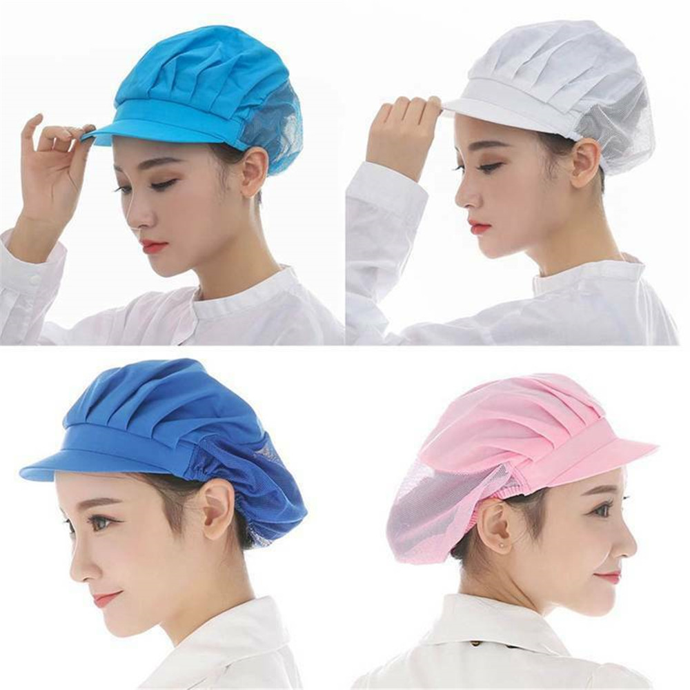 Mũ đầu bếp bằng vải lưới thiết kế màu trơn bắt mắt