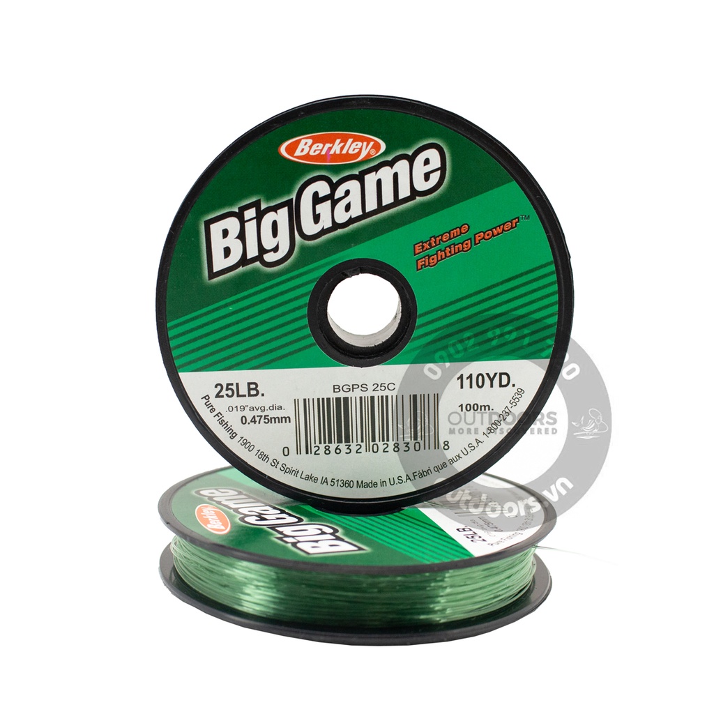 Dây cước câu cá Berkley Trilene  Biggame 100m màu xanh (1 cuộn)