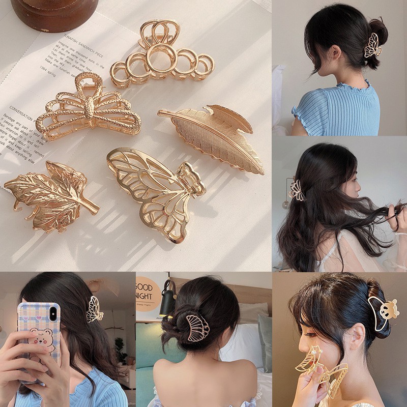 Kẹp Tóc Kim Loại Loại Lớn Phong Cách Hàn Quốc Cho Nữ