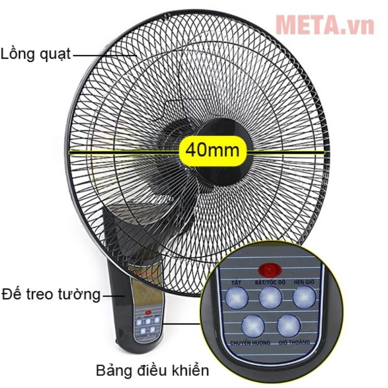 quạt treo tường có điều khiển vinawind QTT-400X-HD